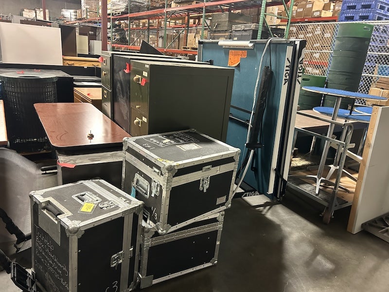 Warehouse items in storage