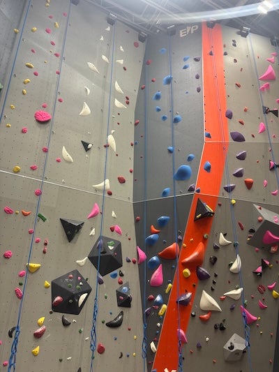 An indoor climbing wall