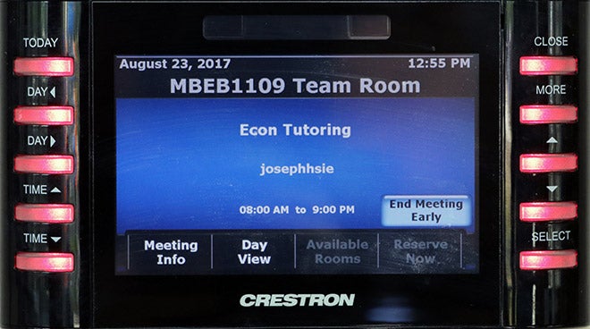 screen panel indicating the room is unavailable