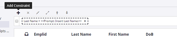 Perceptive screen showing to click the "Add Constraint" button.