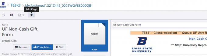 Perceptive screen showing the "Add Page" button.