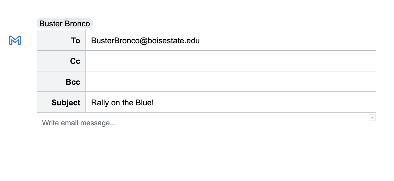 Screenshot of email draft template in Google Docs