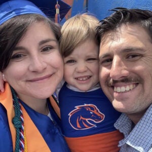 Angelica Fabricatore with her family at commencement.