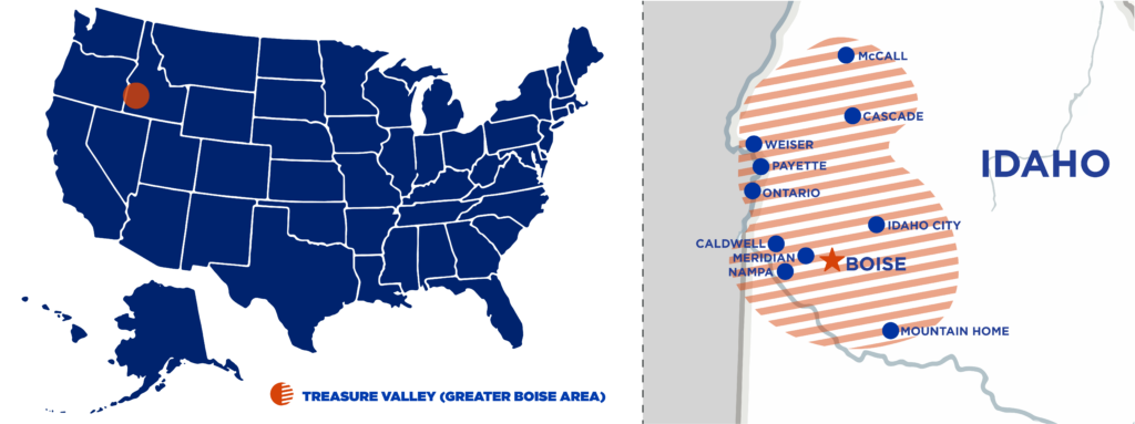 U.S map of the treasure valley