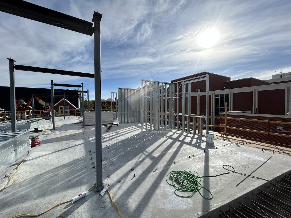 Construction site with Albertsons Library in the background 