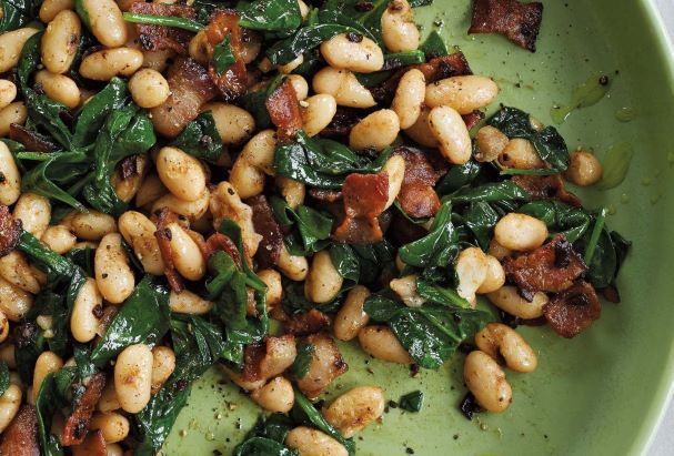 cannellini beans with pancetta and spinach