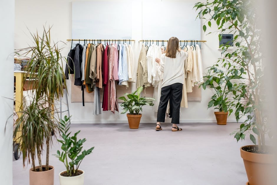 photo of clothing in a department store