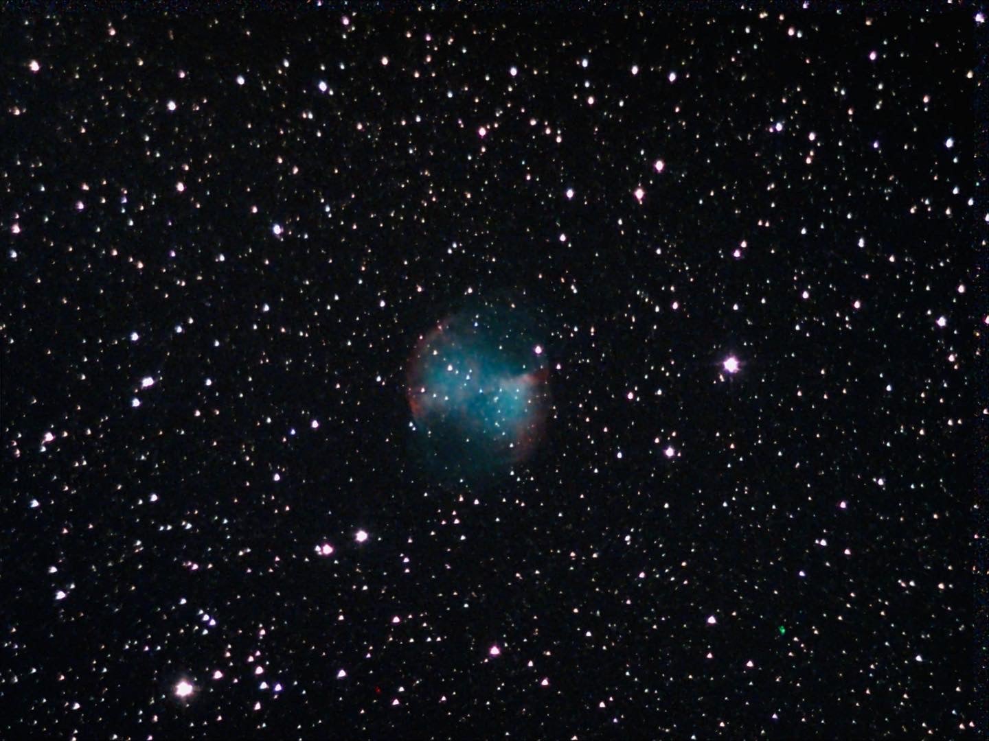 The Dumbbell Nebula, taken via BSU's Unistellar eVscope at Stanley, ID in the Dark Sky Reserve