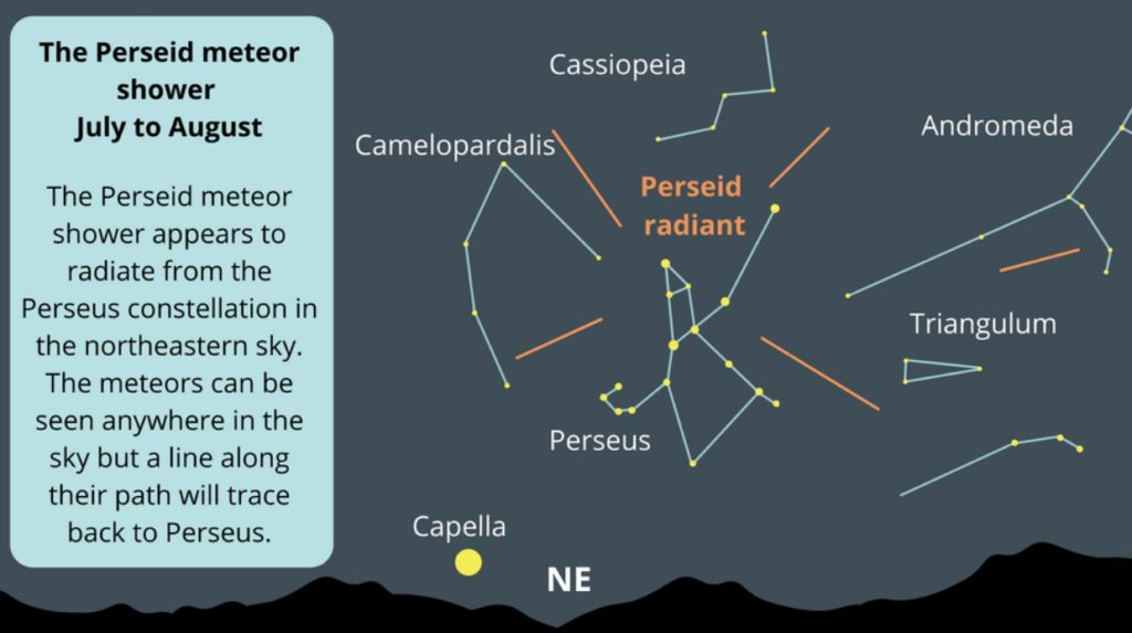The Perseid meteor shower graphic