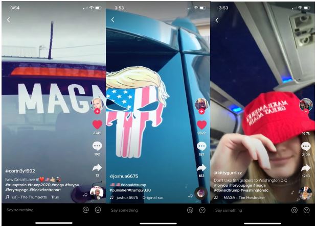 screenshot of MAGA tiktok accounts