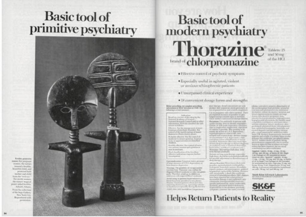 African tools in ad for Thorazine