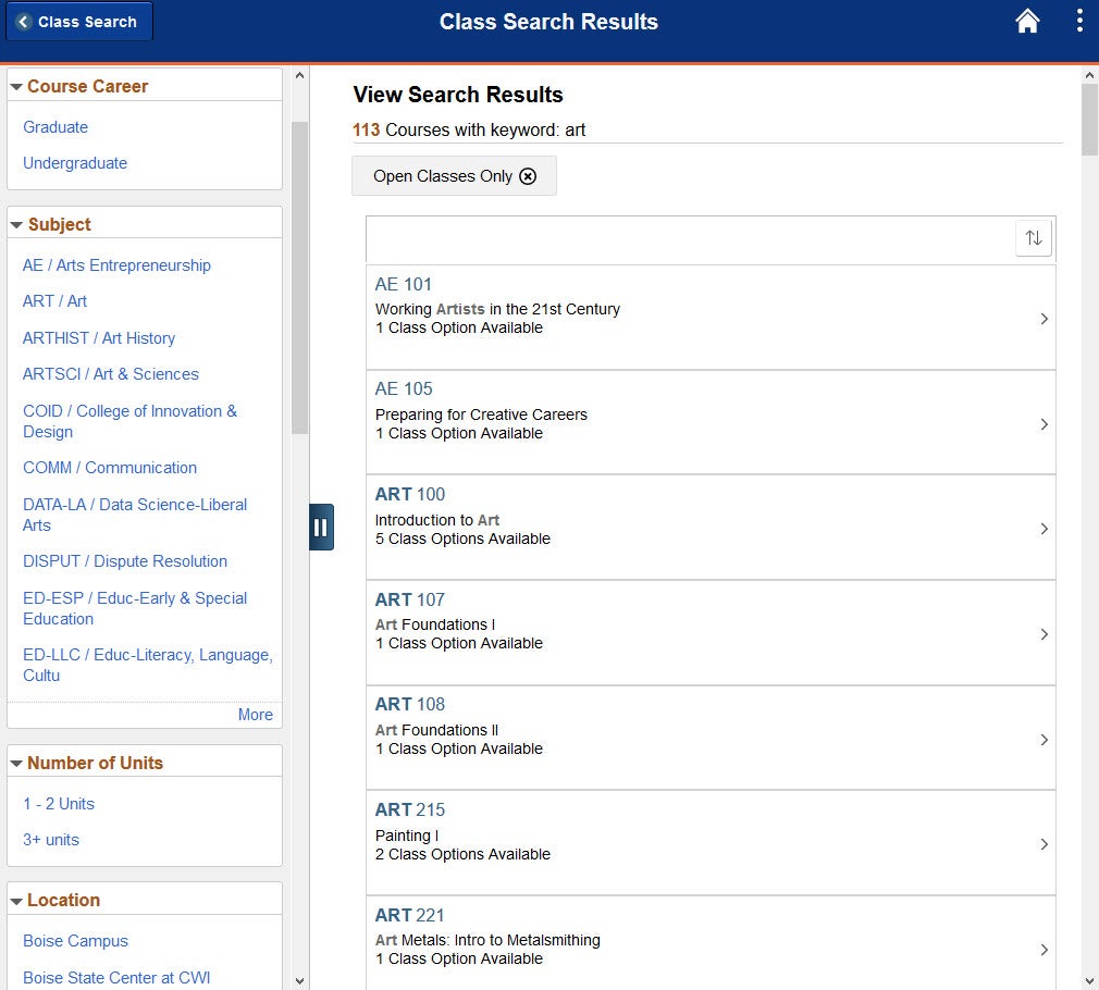 Example of search results.