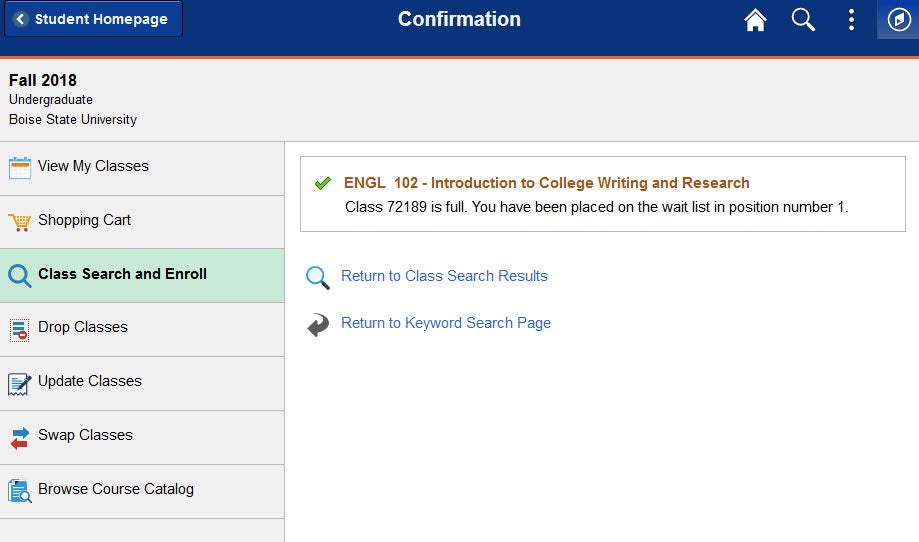 example of confirmation of wait list