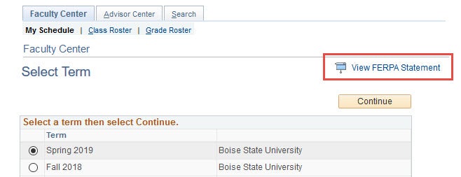 example of where to find ferpa statement