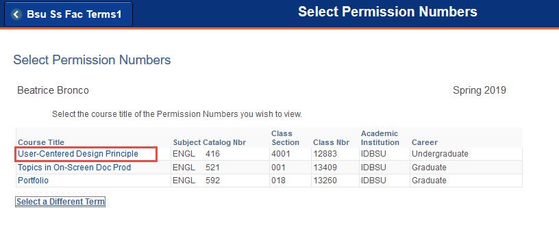 example of course selection