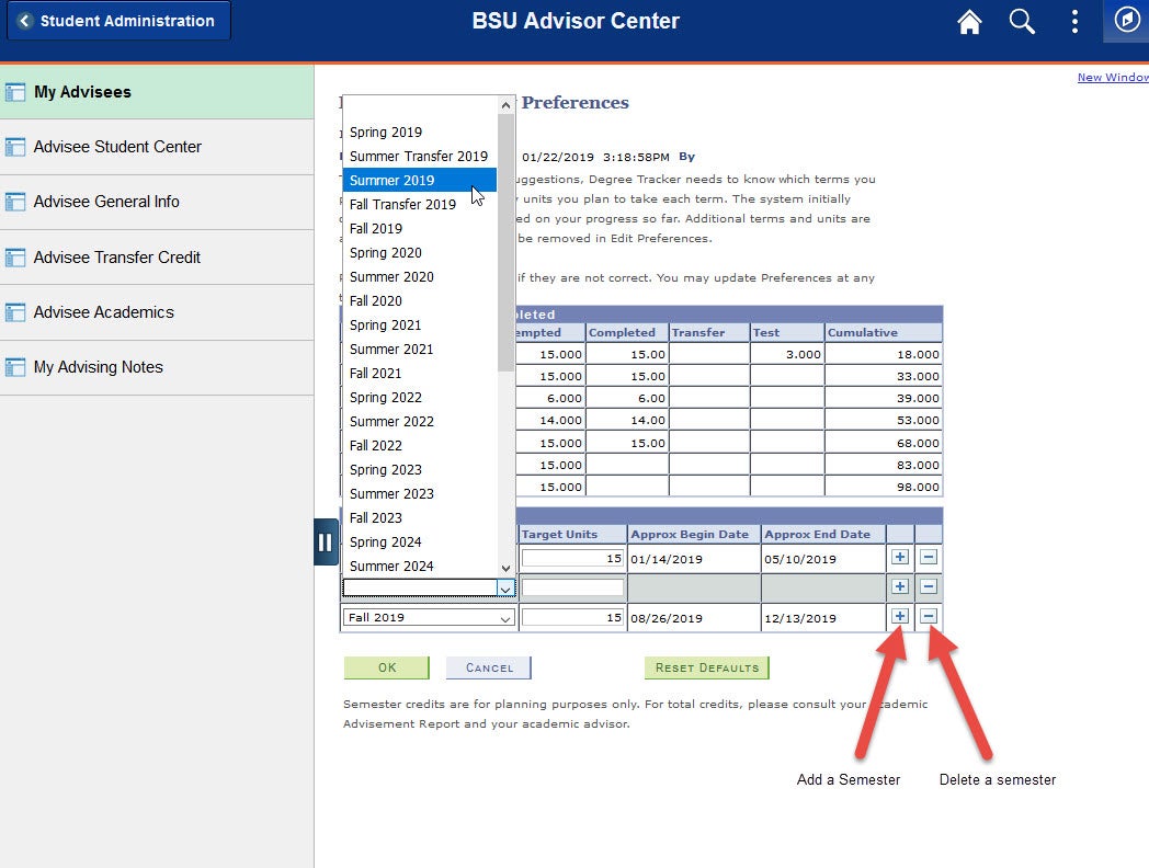 example of add or edit preferences