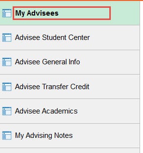 example of my advisee tab