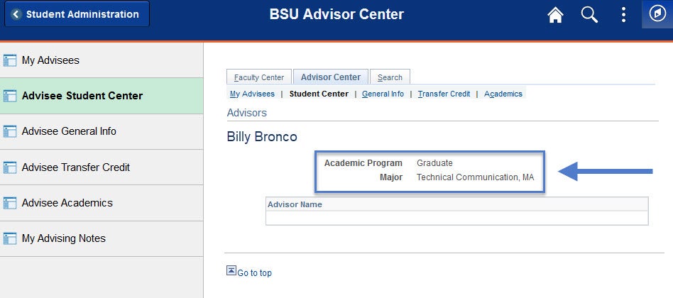 example of program advisor