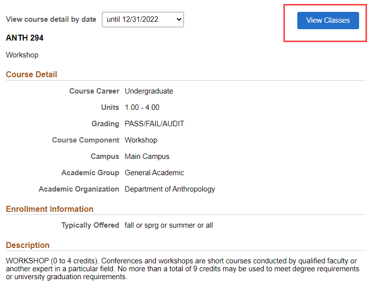Click "view classes"
