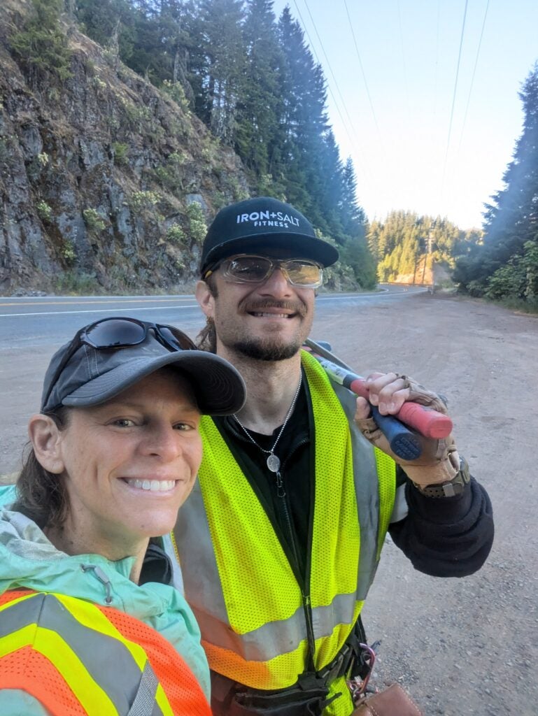 Photo of Brennan Williams-Mieding and Dr. Brand in safety jackets