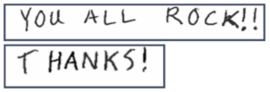 Comment: You all rock!!! Thanks!