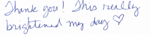 Comment: Thank you, this really brightened my day.
