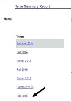 Select term from list
