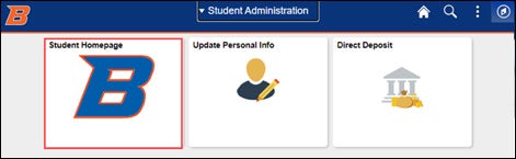 screenshot of myboisestate highlighting student homepage tab