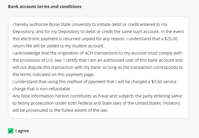 Bank Account Terms