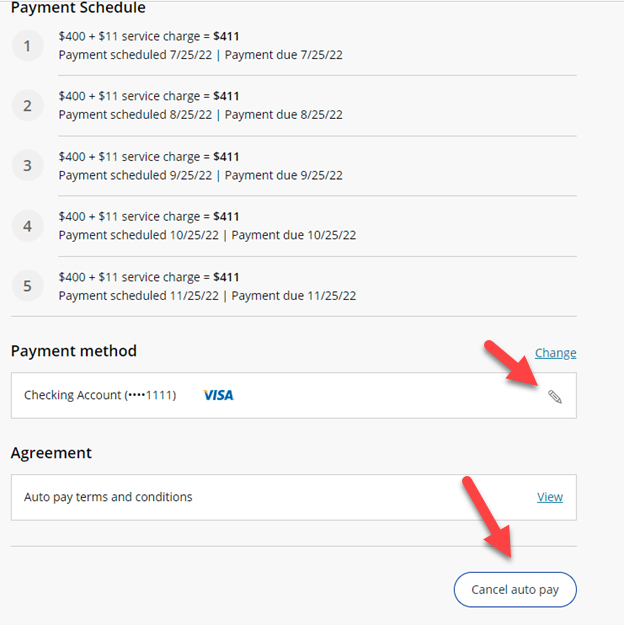 Change or Cancel Auto Pay