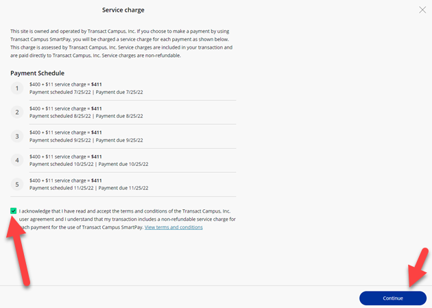 Method of Payment screenshot