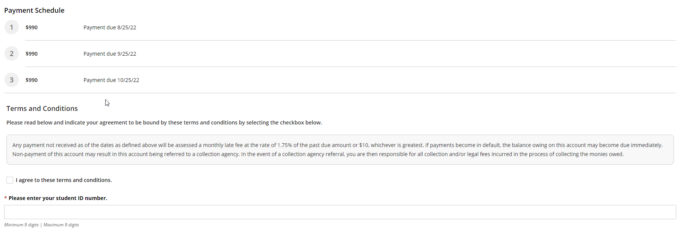 Payment Terms screenshot