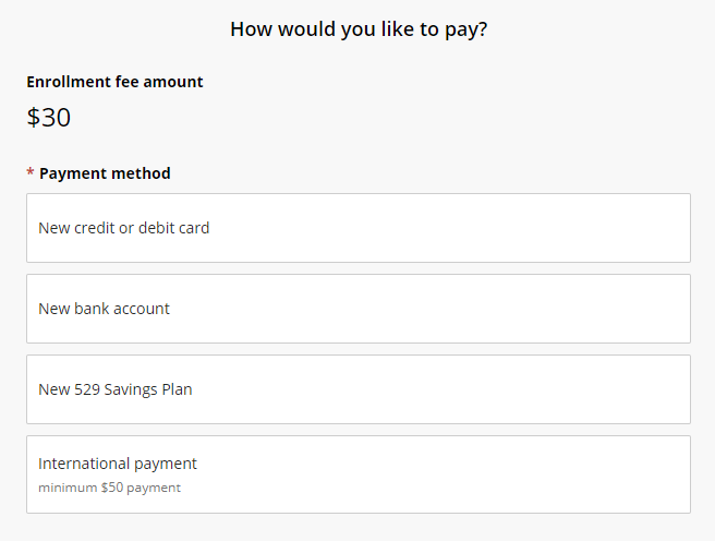 Processing Fee screenshot