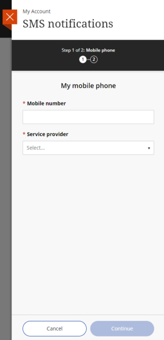 Enter phone number and mobile network