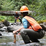 biologists collecting samples
