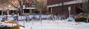 winter scene on campus