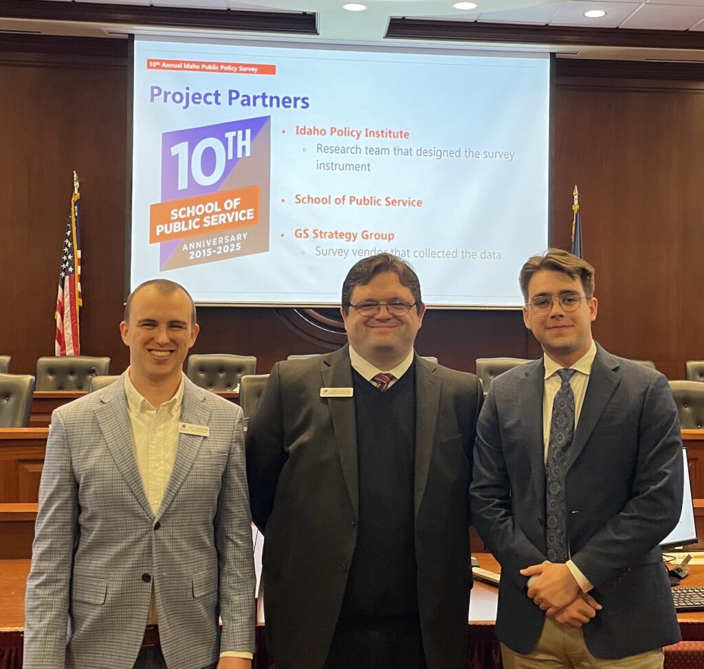 Matthew, Lantz, and Anthony at a presentation for the 10th Annual Statewide Survey.