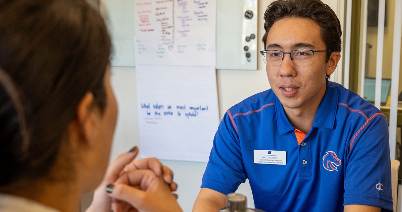 A student getting a confidential consultation.