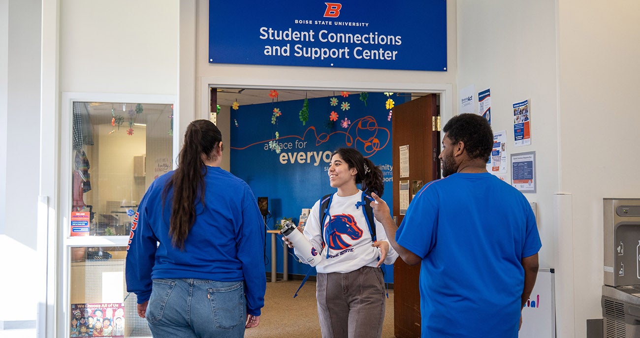 Students walking into the Student Connections and Support Center.