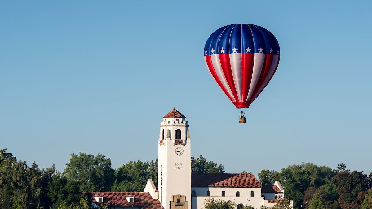 Boise Depot and American flag hot air balloon