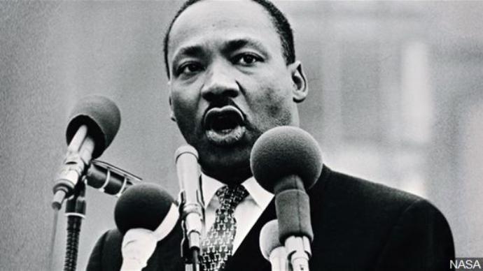 King pictured at a speaking event.