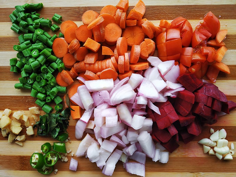 chopped vegetables on cutting board
