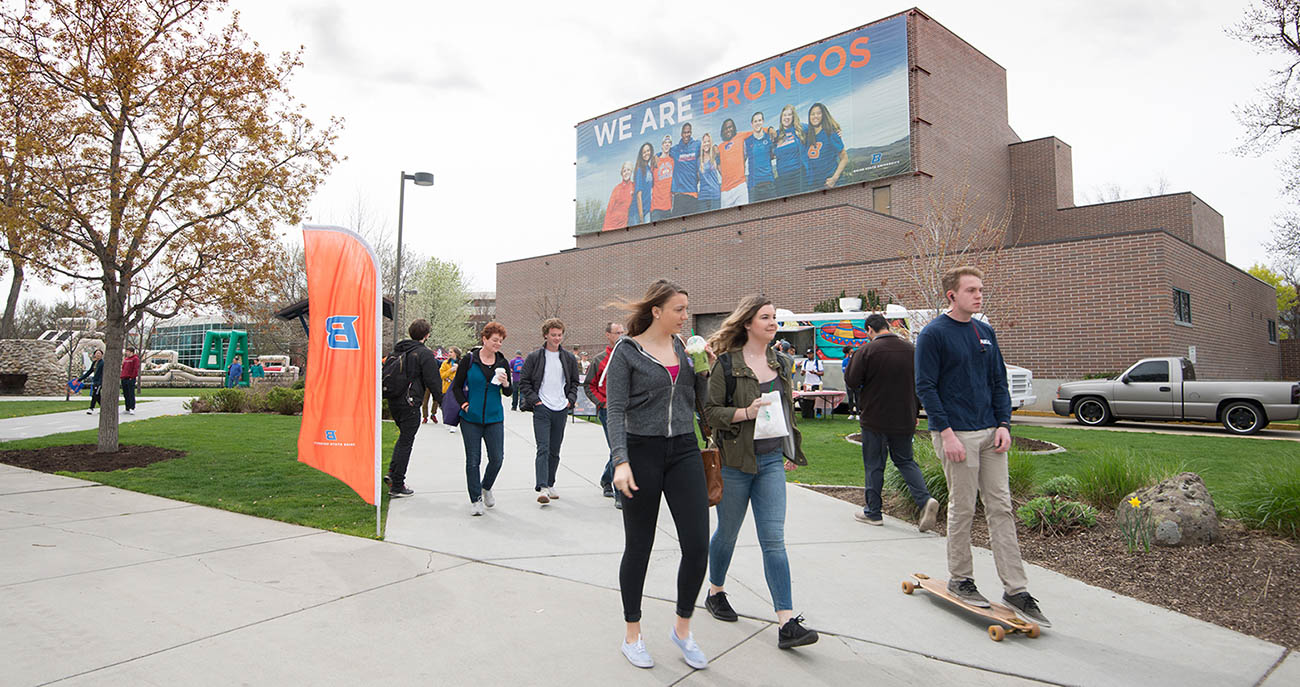 lively scene of students on campus