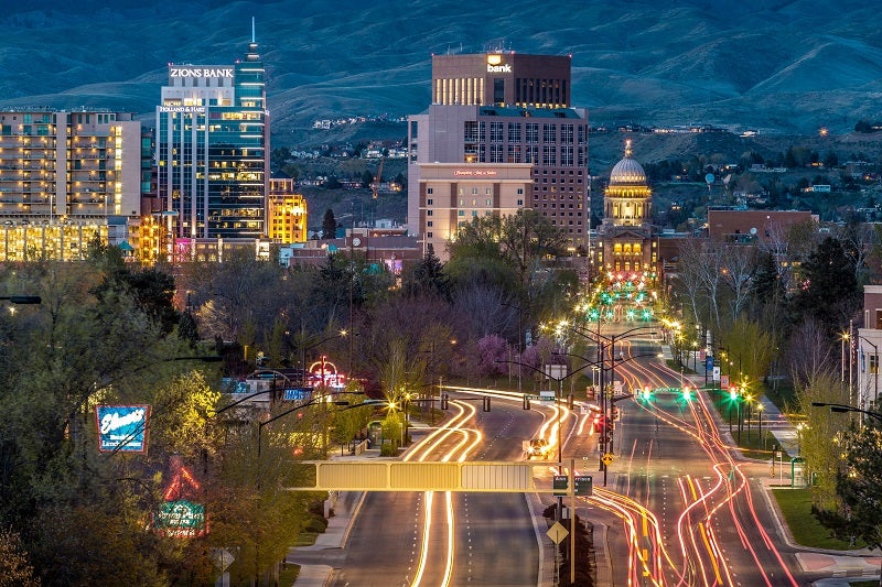 Dusk view of downtown boise
