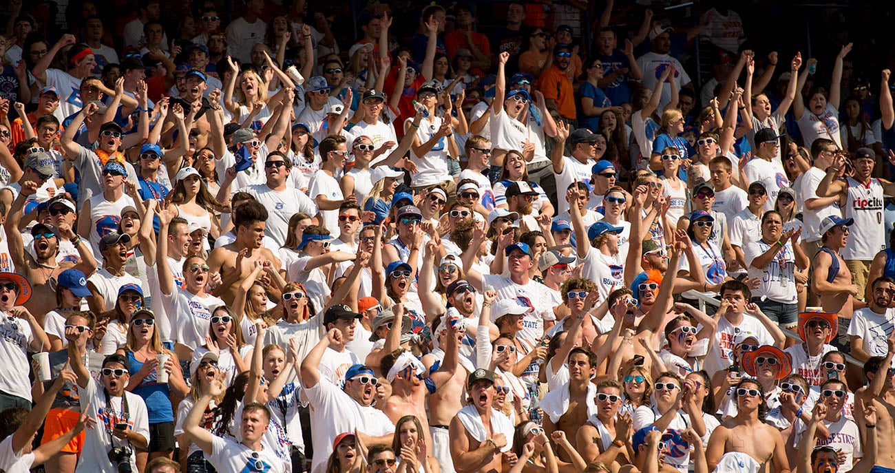 Fans in the stands at the game