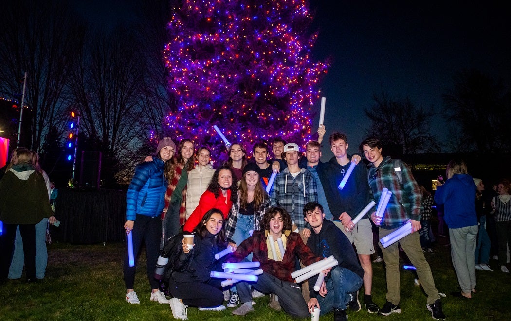 Tree lighting on the quad