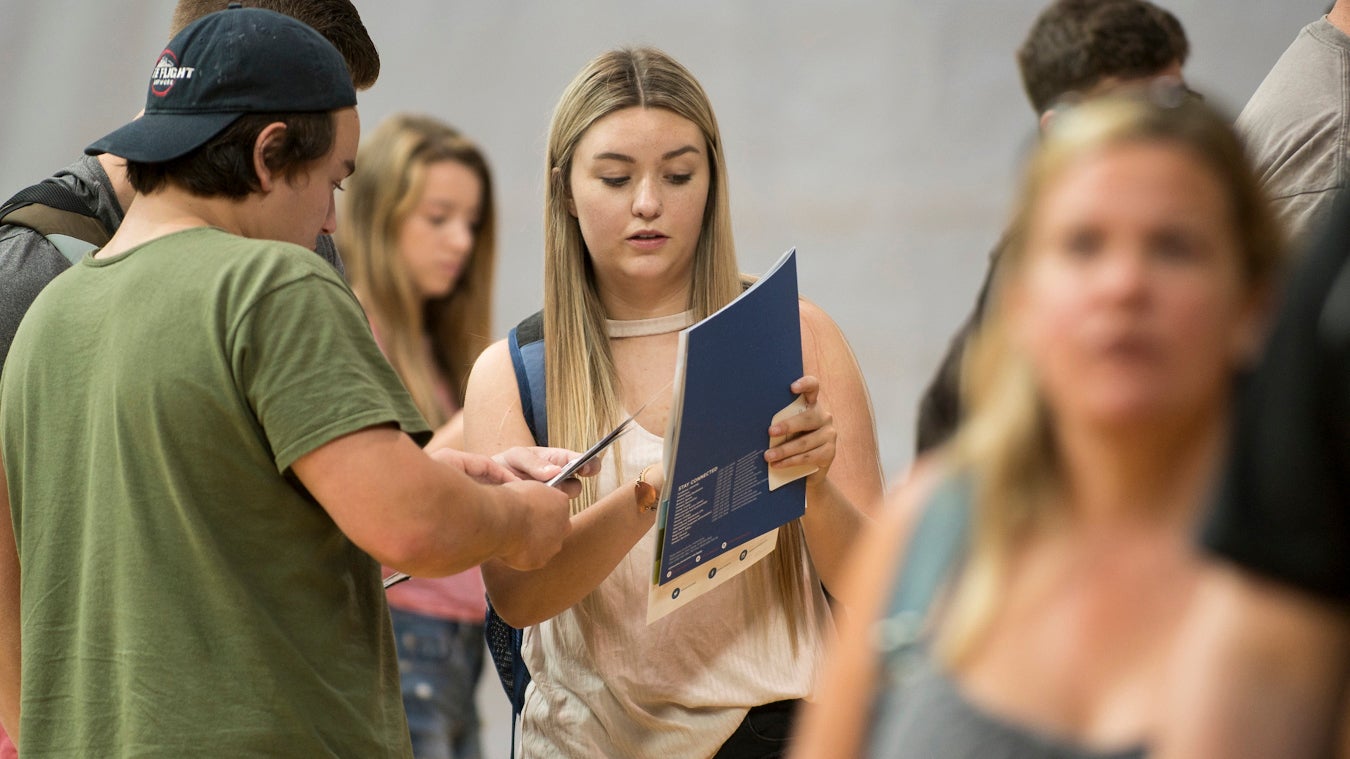 Students at an event on campus