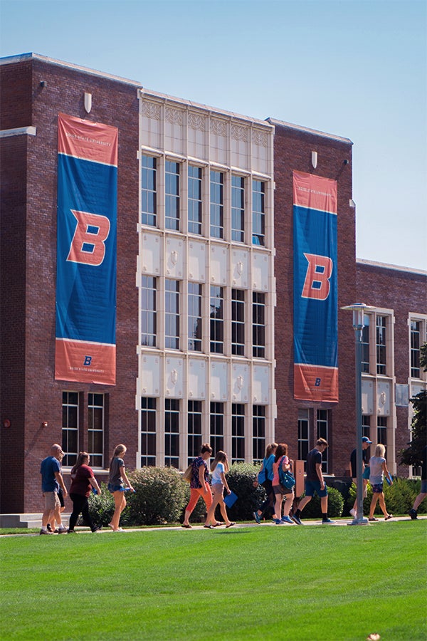 Students walking on campus