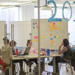 Students working in the college of innovation and design