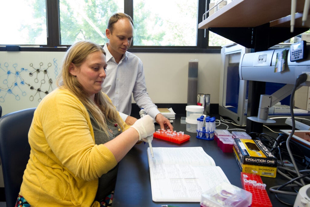 Eric Hayden and student in a lab